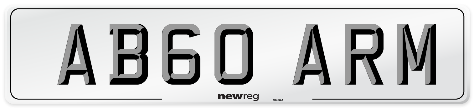 AB60 ARM Number Plate from New Reg